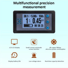 8-120V Digital Energimätare Multifunktionell Coulombometer Amperemeter Voltmeter Wattmeter Batteritestare med Shunt 200A