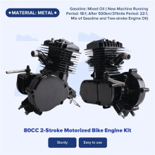 80CC 2-Takt Fietsmotorkit 26-28 Inch Fietsen 1,85 KW 5500 Tpm CDI-Motor Gemotoriseerde Fietsconversiekit Zwart