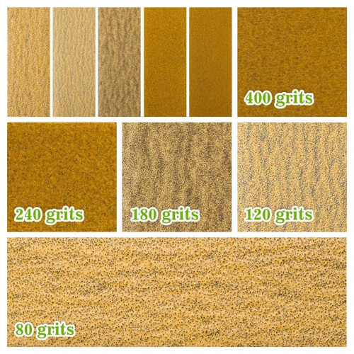 Kit de Lixadeira Tipo  com 50 Folhas de Lixa, Folhas de Lixa de Grão 80 A 400, Lixa de Detalhes Úmida e Seca de 3,5 X 1,1 Polegadas 2