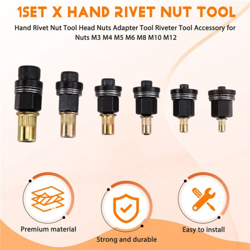 Hand Rivet Nut Tool  Nuts Adapter Tool Riveter Tool Accessory for Nuts M3 M4 M5 M6 M8 M10 M12 1