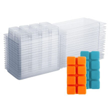 Recipientes para Derreter Cera - 8 Cavidades Moldes de Plástico Transparente Vazios para Derreter Cera - 50 Pacotes de Cubos, Conchas para Tortas,