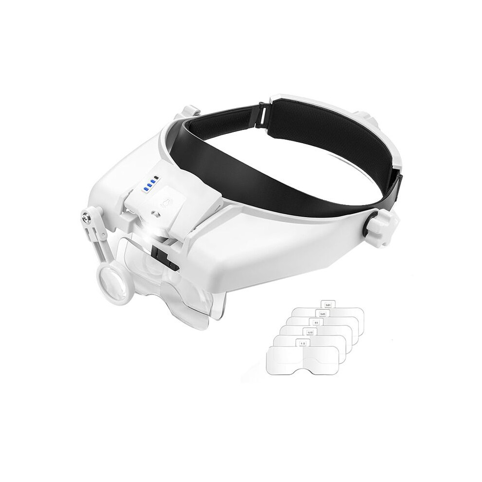 Magnifying Glasses with Light, Headband Magnifying Glasses for Close Work, with 5 Lenses & Two Led Lamps,Heads Magnifier