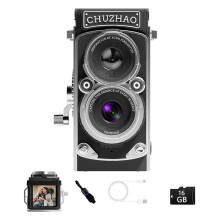 Digitale Vintage Camera, 1080P CCD Retro Dual Reflex Camera, Joystick Opname Fotografie Camera met 16GB Kaart