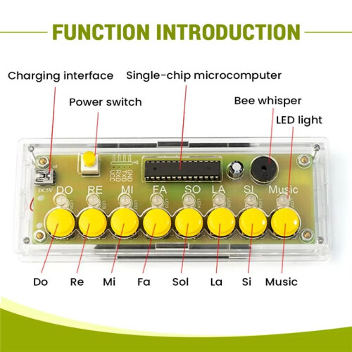 DIY Electronic Kit DIY 8 Keys Electronic Piano Kit Musical Note Circuit Board Soldering Practice Assembly 1