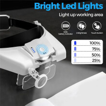 Magnifying Glasses with Light, Headband Magnifying Glasses for Close Work, with 5 Lenses & Two Led Lamps,Heads Magnifier