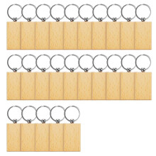 25Pcs Wooden Keychain Blanks Wood Keychain, Unfinished Blank Keychains Bulk, Personalized Engraving Blanks Keychains