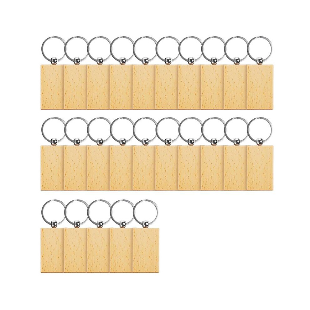 25Pcs Wooden Keychain Blanks Wood Keychain, Unfinished Blank Keychains Bulk, Personalized Engraving Blanks Keychains 4712591398249