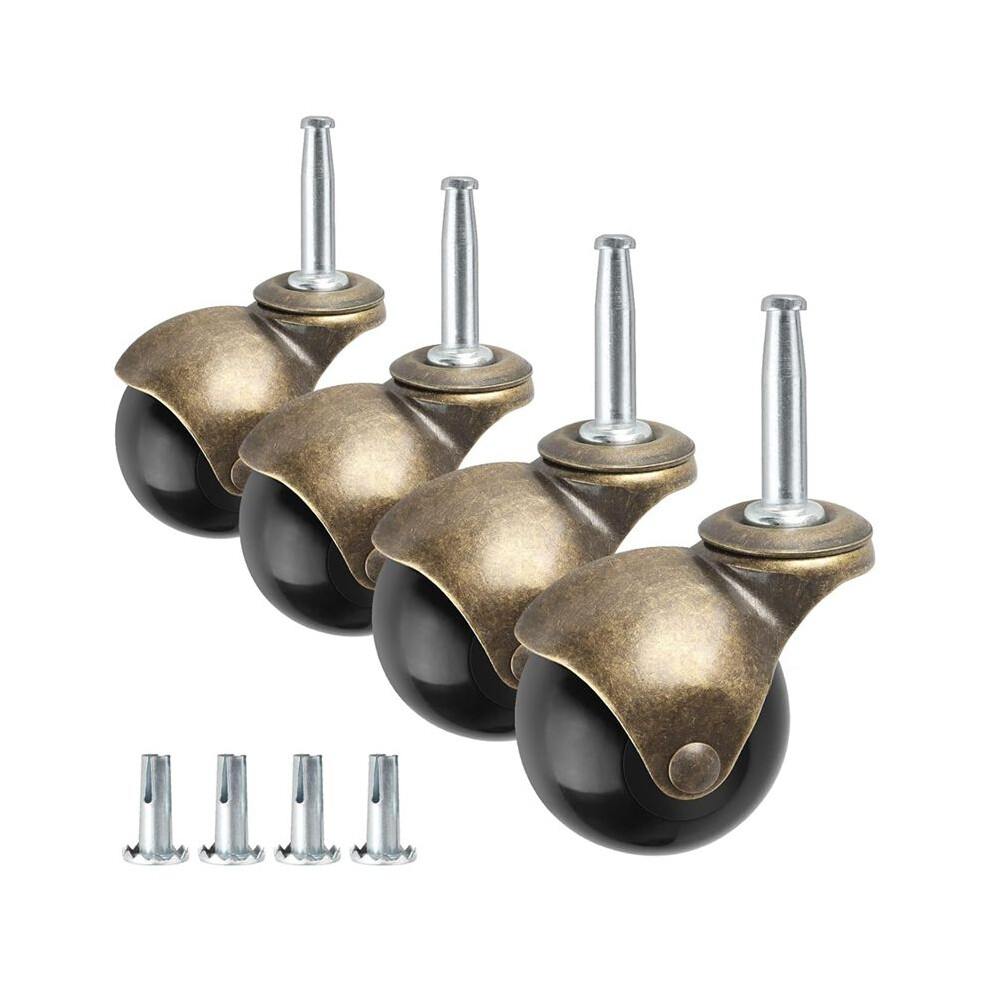 2 Inch Casters Stem Caster Wheel With Sockets, Vintage Swivel Caster For Furniture, Sofa, Wood Chair, Cabinet 4Pack 6031119618507