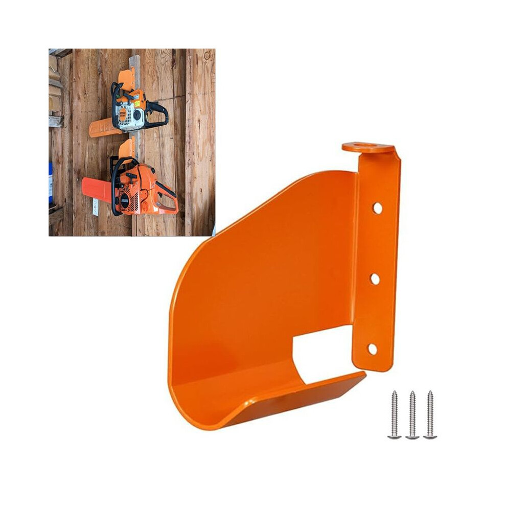 Chainsaw Hanger Holder Heavy Gauge Steel Powder Coated Orange Protective Coating, Space-Saving Storage 4711201471242