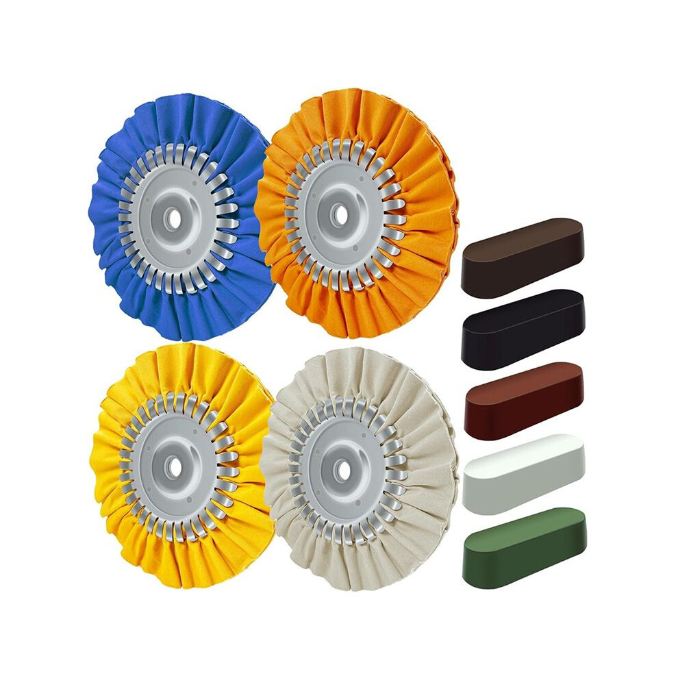 8Inch Airway Buffing Wheel, 9Pcs Aluminum Wheel Polishing Kit In Diameter 5/8 Inch Arbor Hole, Polishing Compound 4711357948346