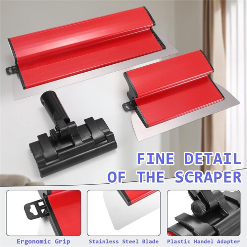 Conjunto de Lâminas para Alisar Drywall, Lâminas de Aço Inoxidável de 10 e 16 Polegadas + Haste Extensível de 34 A 80 Polegadas. Pro Tools, para 2