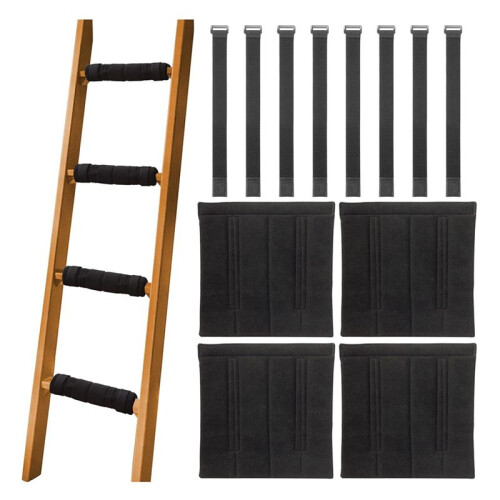 4 Pcs Bunk Bed Ladder Pads,with 8 Adjustable Hook & Loop Straps,Bunk Bed Ladder Cover,Ladder Step Pads Loft Bed 1