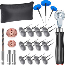 29 Pcs Tire Repair Patch Tool Kit 24pcs Tire Patch Plugs (34/40/50 mm), Buffing Wheel, for Motorcycle, Vehicle Repairing