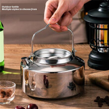 Outdoor Stainless Steel Single Handle Camping Hung Pot Portable Coffee Pot Picnic Cooker 1.2L Teapot Cooking Accessory