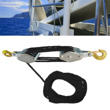 Lifting Pulley Hoist, Galvanized Steel Block with Multi Nylon Rope and Secure Hook for Heavy-Duty Lifting