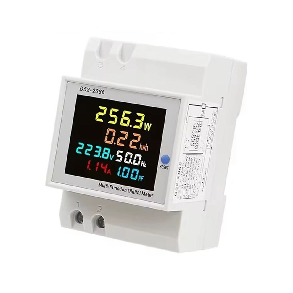 D52-2066 Meter Din Rail Electricity Usage Monitor 100A Voltmeter Ammeter Watt Kwh Frequency Power Meter A 6031119680122
