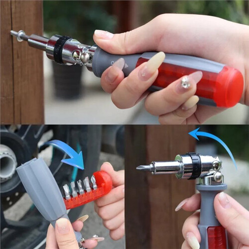 Ratchet Screwdriver Sets Magnetic Screw Driver Bits Two-Way Telescopic Adjustment Forward Reverse Repair Hand Tools 1