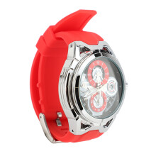 Orologio da uomo al quarzo con resistenza all'acqua fino a 30 metri e cinturino in silicone rosso, quadrante da 43,7 mm