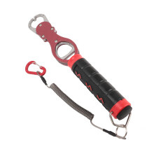 Red Aluminum Fish Lip Gripper with Scale, Multifunctional Fishing Tool