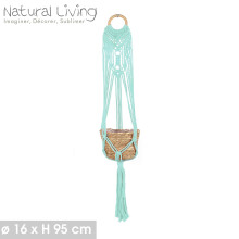 Hanging Pot Woven Basket Plant Pot Blue Macrame Cache Patio Garden Home Decor