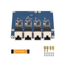 PCIe to 4-Channel Ethernet Adapter Board for Raspberry Pi 5 Driver-Free Plug and  for Raspberry Pi OS 2.5G