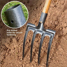 Loose Soil Fork Fourtooth Manganese Steel Farming Tools Loosening and Clearing Manual Garden Soil Turning Artifact