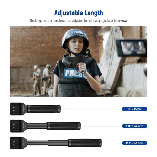 NEEWER 13"/33cm Telescopic Lavalier Microphone Handheld with Anti Off Cold Shoe Foam Windscreen Interview Mic Handle 2