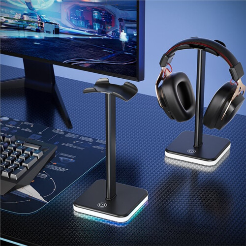 Aluminuim Headphone Holder RGB Headphone Display Rack Space Saving Desktop Organizer  Mounted Headphone Bracket 1