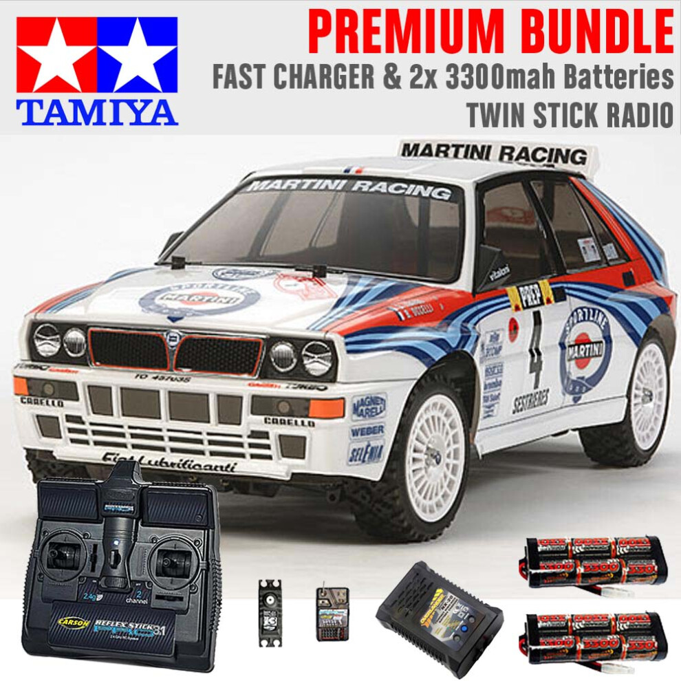 Tamiya Rc 58570 Lancia Delta (Tt-02) 1:10 Premium Stick Radio Bundle