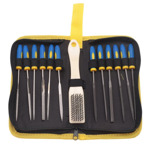 File Set with Diamond Files, 12 Pieces, Compact Storage Case for DIY and Professional Use