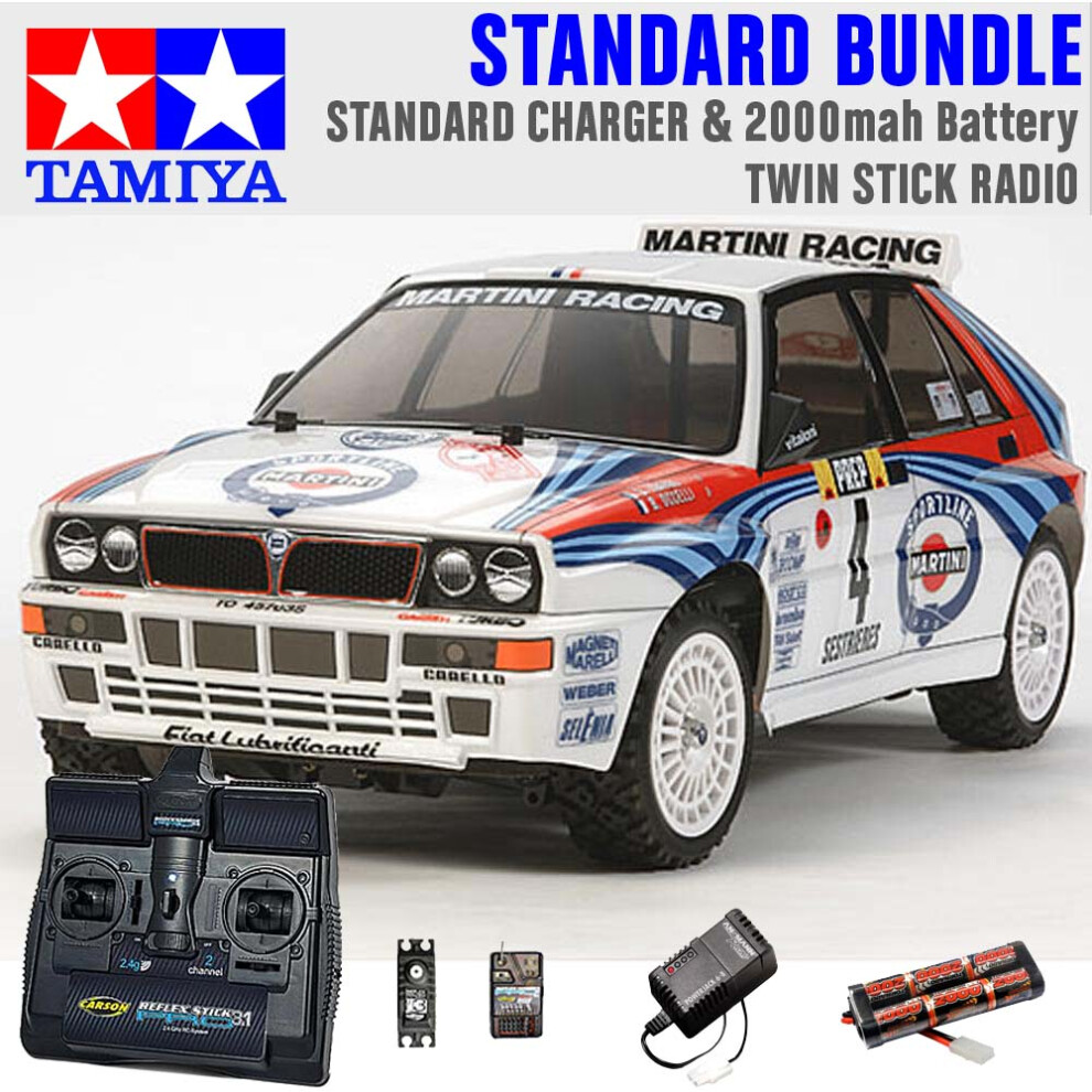 Tamiya Rc 58570 Lancia Delta (Tt-02) 1:10 Standard Stick Radio Bundle
