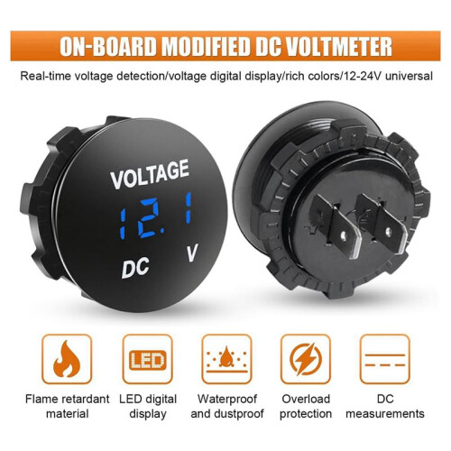 Battery Voltage Meter,  12V Waterproof Voltage Meter Tester, LED Digital Display Voltage Gauge Meter 2