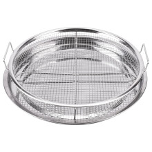 2 Pcs Round Stainless Steel Air Fryer Basket for Oven, Crisper Tray and Basket 13 Inch, Oven Air Fry Pan Mesh Basket Set