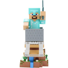Minecraft Steve Diamond Armor Figurine - EXQUISITE GAMING - Cable Guys - Headphone, smartphone or small accessory holder - 20 cm