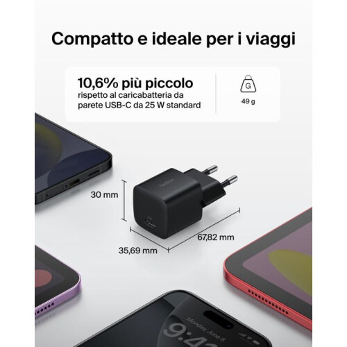 Belkin Chargeur USB-C - BELKIN - 25W - Récupération rapide - Design compact - Technologie PPS 1