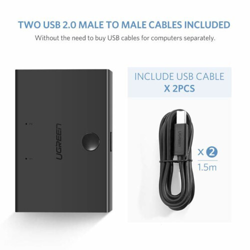 UGREEN USB 2.0 Switch USB-A auf 2x USB-B - Schwarz 2