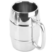 500ml Double Stainless Steel Beer Cup Outdoor Camping Western Coffee Cup with Handle Insulated Portable Water Cup Mugs
