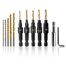 12PC Counter Sink Drill Bit Set for Wood - 5/ 6/ 8/ 10/ 12 Sizes, Adjustable, Precise Drilling, Easy to Disassemble