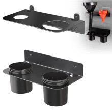 Oil Dual Funnel Holder Storage Rack Includes 2 Removable Drip Cups, Wall Mount Fluid Drain Funnel Kit Organizer Bracket