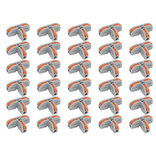 30PCS T Shape Lever Nut Wire Connector, Quick Splitter 3 Way Electrical Connectors