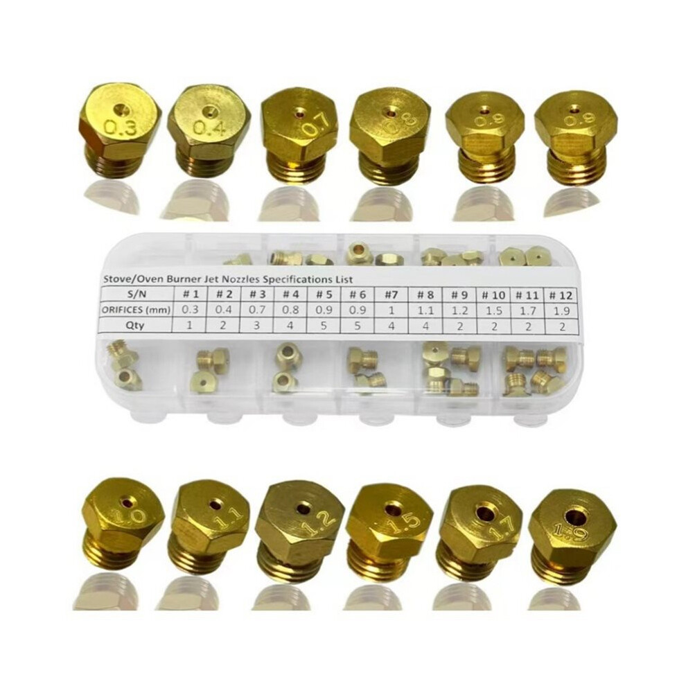 Propane Lpg Brass Jet Burner Nozzle Conversion Kit (36Pcs) - M6x0.75 Mm Gas Spray Tip For Range Stoves 4712548076244