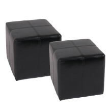 2x tabouret pouf dé Onex, cuir, 36x36x36cm