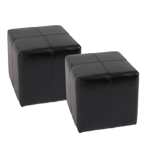 2x tabouret pouf dé Onex, cuir, 36x36x36cm