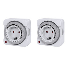 2PCS Mechanical Timer Socket 24H Countdown Auto Power Off Programmable Cycle Saving Indoor EU Plug