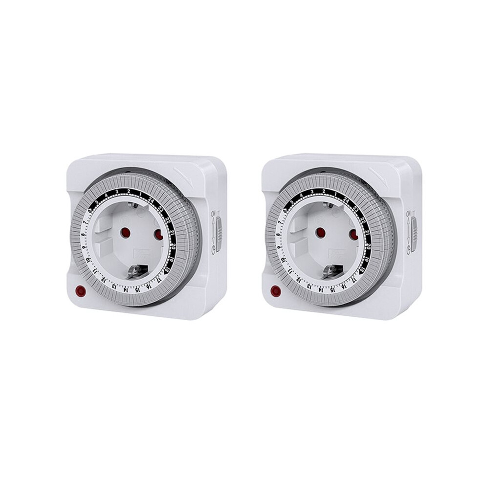 2Pcs Mechanical Timer Socket 24H Countdown Auto Power Off Programmable Cycle Saving Indoor Eu Plug 6033286409445