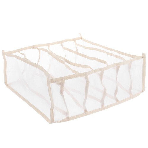 3Pcs Beige Socks Storage Box Underwear Organizer Multiple Grids