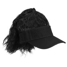 5Pièces Casquettes Baseball Noires À Perruques Synthétiques Pour Fête