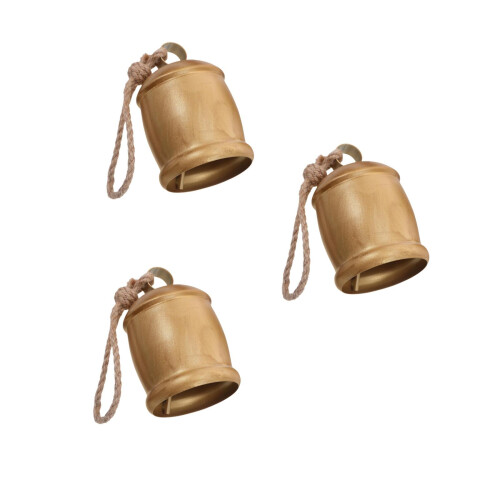 3Pièces Cloches Fer Rustique Toile De Jute Suspendue 2
