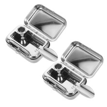 4Pcs Compact Orange Stainless Steel Ashtray Windproof Portable Pocket