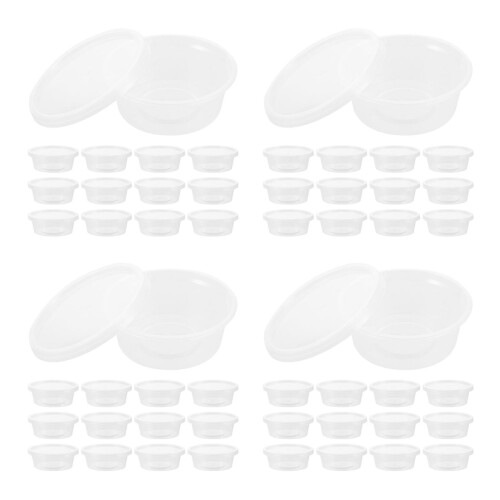 200Pcs Plastic Sauce Cups with Lids Easy-Clean Condiment Containers 2